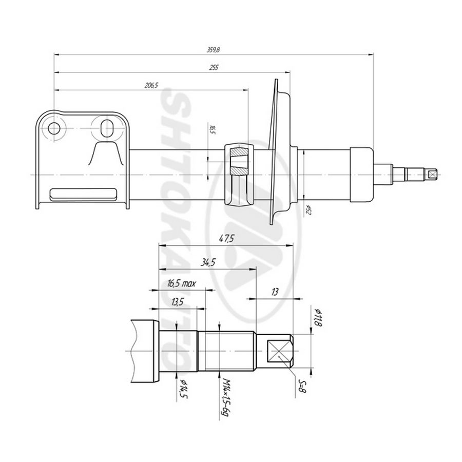 Амортизаторные стойки передней подвески "SHTOK AUTO комфорт OIL" для ВАЗ 2108-2109, 2113-2115 (разборные) "LADA SAMARA, LADA SAMARA 2" (2шт.) (SA108-2905002/3-003)