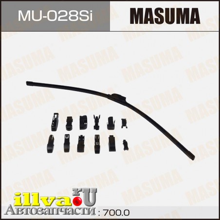 Щетка стеклоочистителя бескаркасная MASUMA 28/700 мм силиконовая 12 переходников MU-028Si