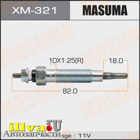 Свеча накала MASUMA Mitsubishi (4D56T, 4D68T) Delica 97-, Pajero 98- XM-321