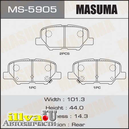 Колодки тормозные Mazda 6 (GJ) 13-, Mitsubishi ASX 12-, Outlander XL 12- задние MASUMA MS-5905