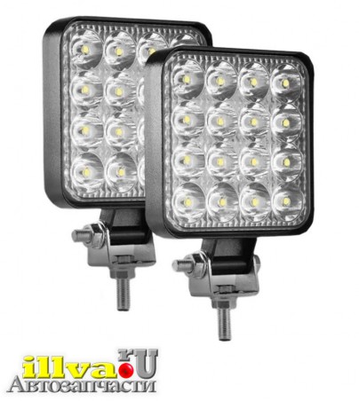 Фары светодиодные автомобильные LED 16 диодов 48Вт 12-24В автосвет 2шт - ФСО