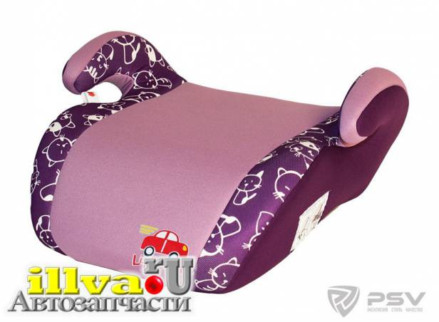Автокресло подушка 22 36 кг 6-12 лет Little Car smart коты фиолетовое