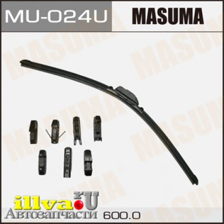Щетка стеклоочистителя бескаркасная MASUMA 24/600 мм универсальная 8 переходников MU-024U
