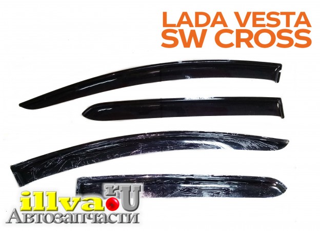Дефлекторы окон, ветровики LADA Vesta SW CROSS AZARD Voron Glass DEF00890