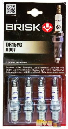 Свечи зажигания BRISK Super R DR15YC зазор 0,7 медный электрод для а/м ваз 2110 2170 16кл.дв. Peugeot 306, Nissan Primera 16кл. Чехия 4 штуки