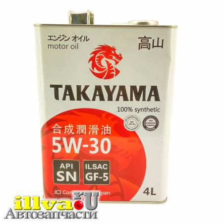 Масло моторное Takayama  5W30 ILSAC CF-5 API SN синтетическое  4 литра