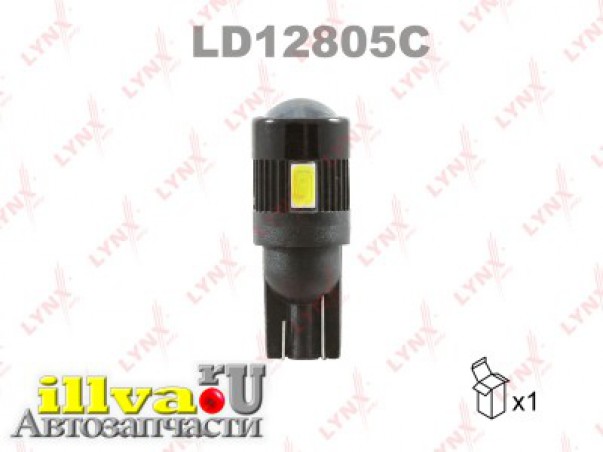 Лампа светодиодная LED W5W T10 12V W2,1x9,5d SMDx6 7200K CANbus LYNXauto LD12805C