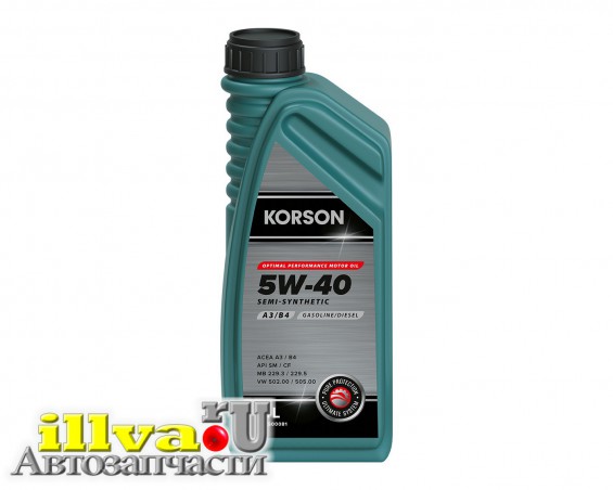 Моторное масло KORSON SEMI SYNTHETIC 5W⁠-⁠40 A3/B4 полусинтетическое 1 л KS00081
