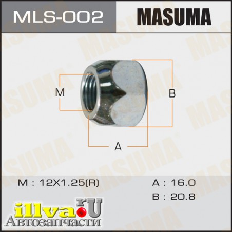 Гайка колеса M 12 x 1,25 под ключ 21 MASUMA MLS-002