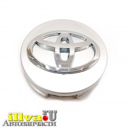  Колпак, заглушка для литых дисков Тойота черные D62/60/12 Toyota серебро + хром объемный логотип
