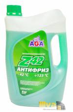 Антифриз зеленый AGA, Z42 -42°С +123°С 5 литров универсальный, совместимый с G11, G12, G12+, G12++, G13 AGA049Z