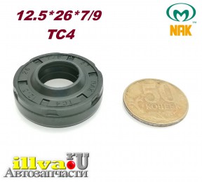 Сальник под шток 12.5 мм в размере 12.5*26*7/9 NAK тип сальника TC4