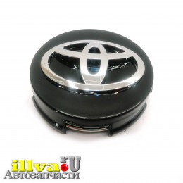  Колпак, заглушка для литых дисков Тойота черные D62/60/12 Toyota черная хром объемный логотип 