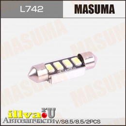 Лампа 12 В 10 Вт салонная пальчиковая 37 мм T10 SV8.5 Masuma LED Светодиодная  L742