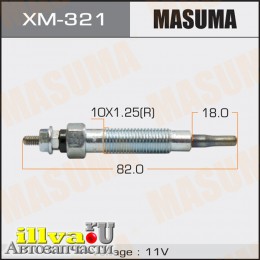Свеча накала MASUMA Mitsubishi (4D56T, 4D68T) Delica 97-, Pajero 98- XM-321