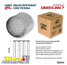 Пламегаситель коллекторный CBD размер 95 х 80 ZeroNose 9580 секционный Нержавеющая сталь CBD CBD513.004