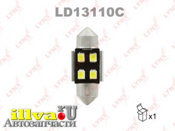 Лампа светодиодная LED C10W T11x31 12V SV8,5-8 SMDx4 7000K CANbus LD13110C