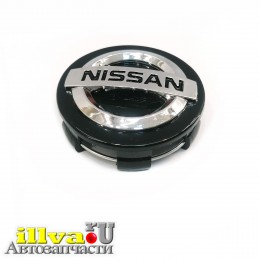 Колпак, заглушка для литых дисков Ниссан черные D60/57 Nissan BLACK ORIGINAL черная хром объемный логотип на оригинальный диск