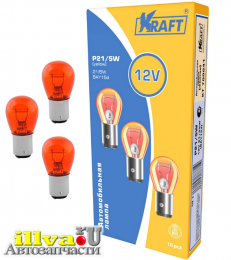 Лампа 12В 21/5Вт 2х-контактная металлический цоколь красная цена за 1 лампу Kraft KT 700046 