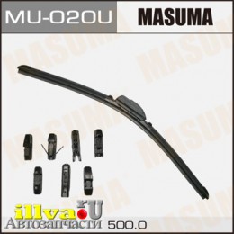 Щетка стеклоочистителя бескаркасная MASUMA 20/500 мм универсальная 8 видов креплений MU020U