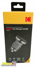 Автомобильное зарядное устройство KODAK UC108, 2 USB-порта по 2,4А с системой быстрой зарядки