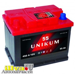 Аккумулятор UNIKUM, акб unikum 55 Ач 6СТ-55.1 VL прямая полярность 