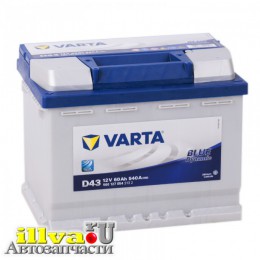 Аккумулятор VARTA 60 А/ч ток 540А прямая полярность VARTA BLUE dynamic D43 242 х 175 х 190 560127054