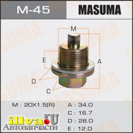 Маслосливная пробка, болт маслосливной с магнитом 92800-200-00 Masuma M-45