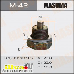  Маслосливная пробка, болт маслосливной с магнитом 3/8 артикул 11128-69200, 11128-G2400 Masuma M-42