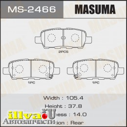 Колодки тормозные задние для Nissan Qashqai (J10) 06-, X-Trail (T30, T31, T32), Teana 06-14, Juke 10- Masuma MS-2466