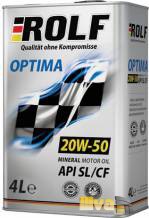 Моторное масло 20W50 ROLF Optima минеральное SL/CF 4 литра