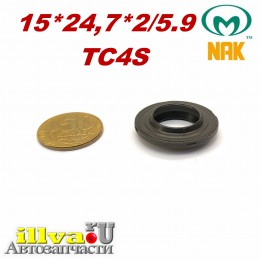 Сальник под шток 15 мм в размере 15*24,7*2/5.9 NAK тип сальника TC4S