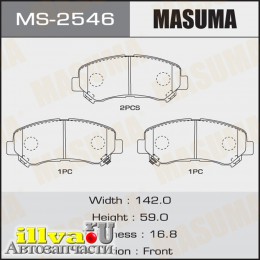Колодки тормозные Nissan Qashqai (J10) 06-14, X-Trail (T31) 07-14 передние MASUMA MS-2546