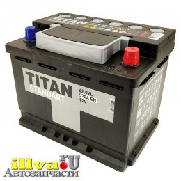 Аккумулятор 62Ач Титан Стандарт 6СТ-62,1 VL, сила тока 570 А EN обратная полярность
