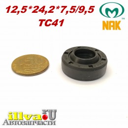 Сальник под шток 12 мм в размере 12,5*24,2*7,5/9,5 NAK тип сальника TC41