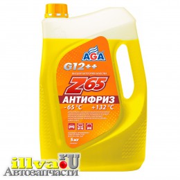 Антифриз желтый, AGA Z65 -65°С +132°С 5 литров, универсальный, совместимый с G11, G12, G12+, G12++, G13 AGA043Z