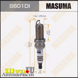 Свеча зажигания MASUMA Double Iridium для автомобилей HONDA, HYUNDAI, LEXUS, SUBARU, TOYOTA, VOLVO аналог (DILFR6D11) S601DI