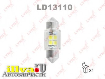 Лампа светодиодная LED C10W T11x31 12V SV8,5-8 SMDx4 6800K LD13110