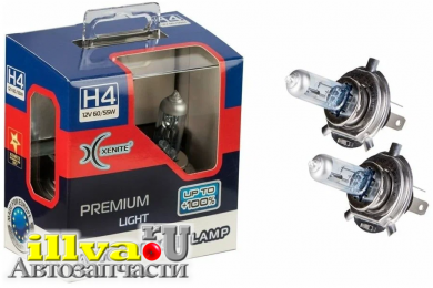 Лампа галогенная PREMIUM H4 60/55W XENITE яркость +100% 2 шт 1007119