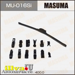 Щетка стеклоочистителя бескаркасная MASUMA 16/400 мм силиконовая 12 переходников MU-016Si