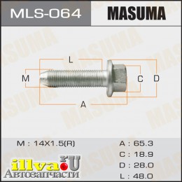 Болт амортизатора 14 x 1.5 для автомобилей Subaru Masuma MLS-064