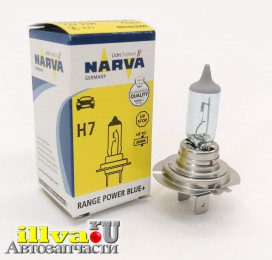 Лампа галогенная H7 12V 55W NARVA Range Power Blue, +50% света, голубой спектр  48638