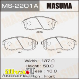 Колодки тормозные передние для Nissan Teana (J31, J32) 08-14, Tiida 07-, Juke 10-; Suzuki SX4 06- MASUMA MS-2201