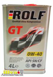 Синтетическое моторное масло 0W-40 ROLF GT (SN/CF) 4 литра, на основе ПАО