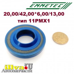 Сальник под шток 20 мм в размере 42,00*6,00/13,00 тип сальника 11PMX1 Италия Emmetec 03-721