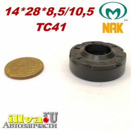 Сальник под шток 14 мм в размере 14*28*8,5/10,5 NAK тип сальника TC41
